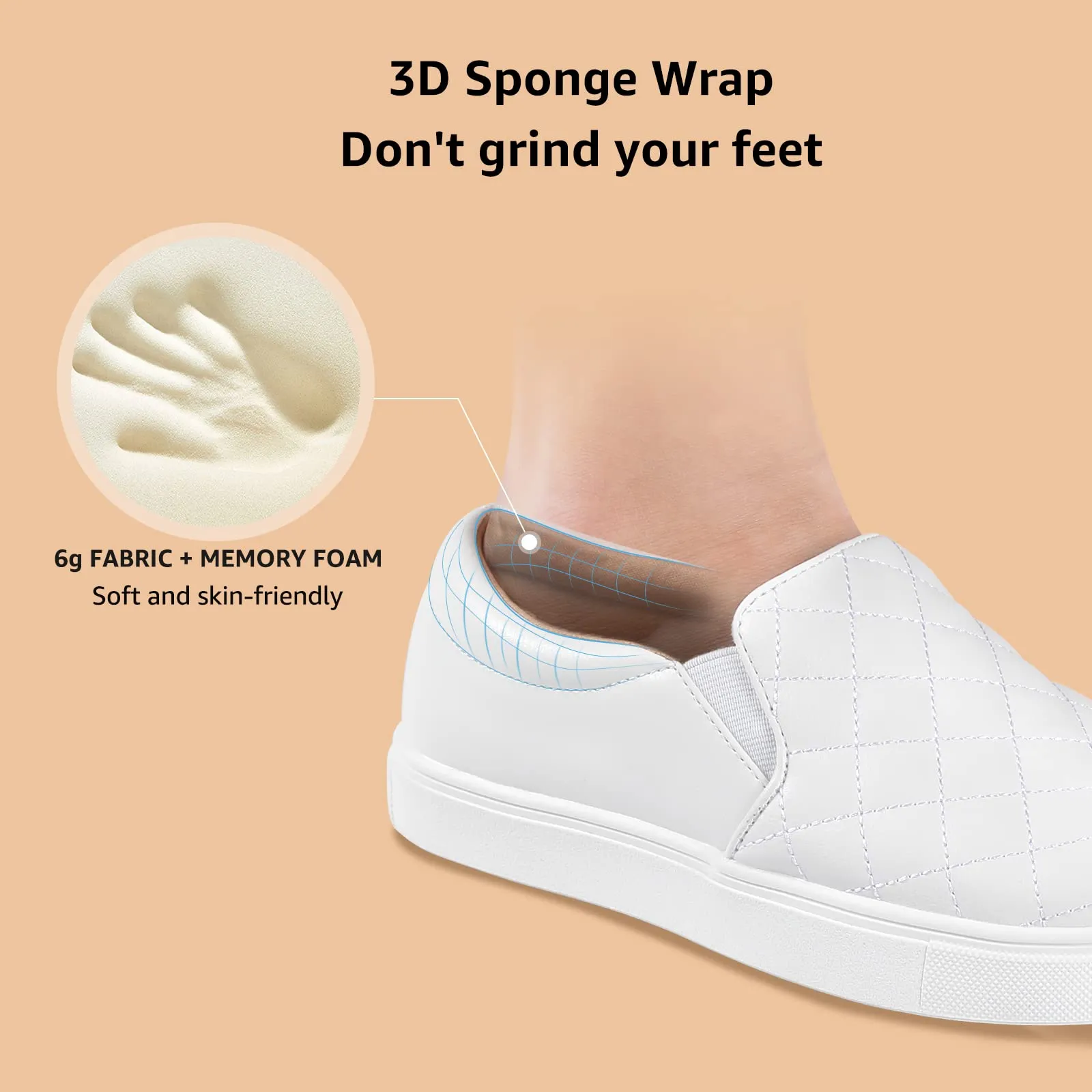 STQ Women's Fashion Sneakers Casual Slip On Shoes Comfort Nursing Shoes for Ladies White 8