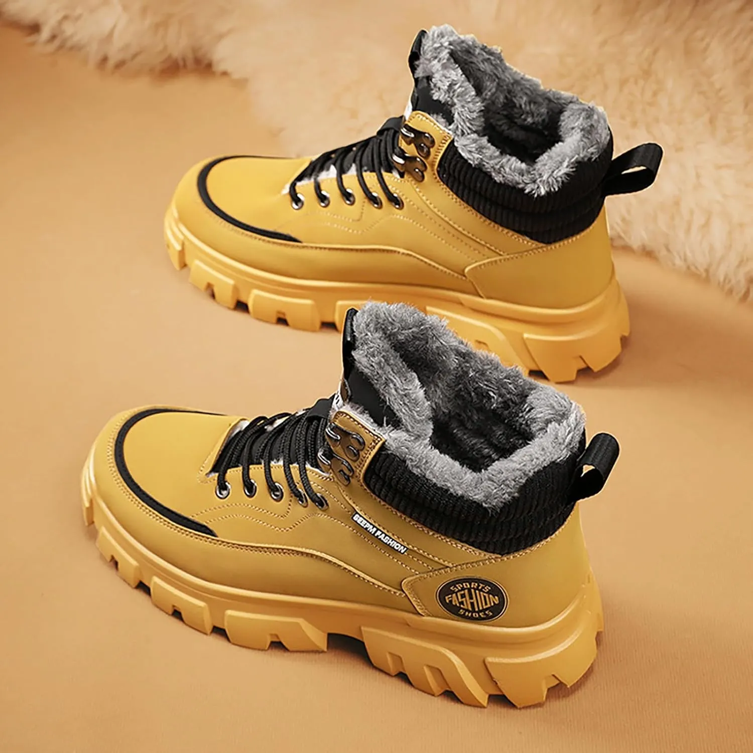 Work Boots for Men Soft Toe Hiking Sneakers Shoes with Fur Lined Women Safety Shoes Wide Width Waterproof Platform Botas Slip Resistant Hike Grounded Footwear