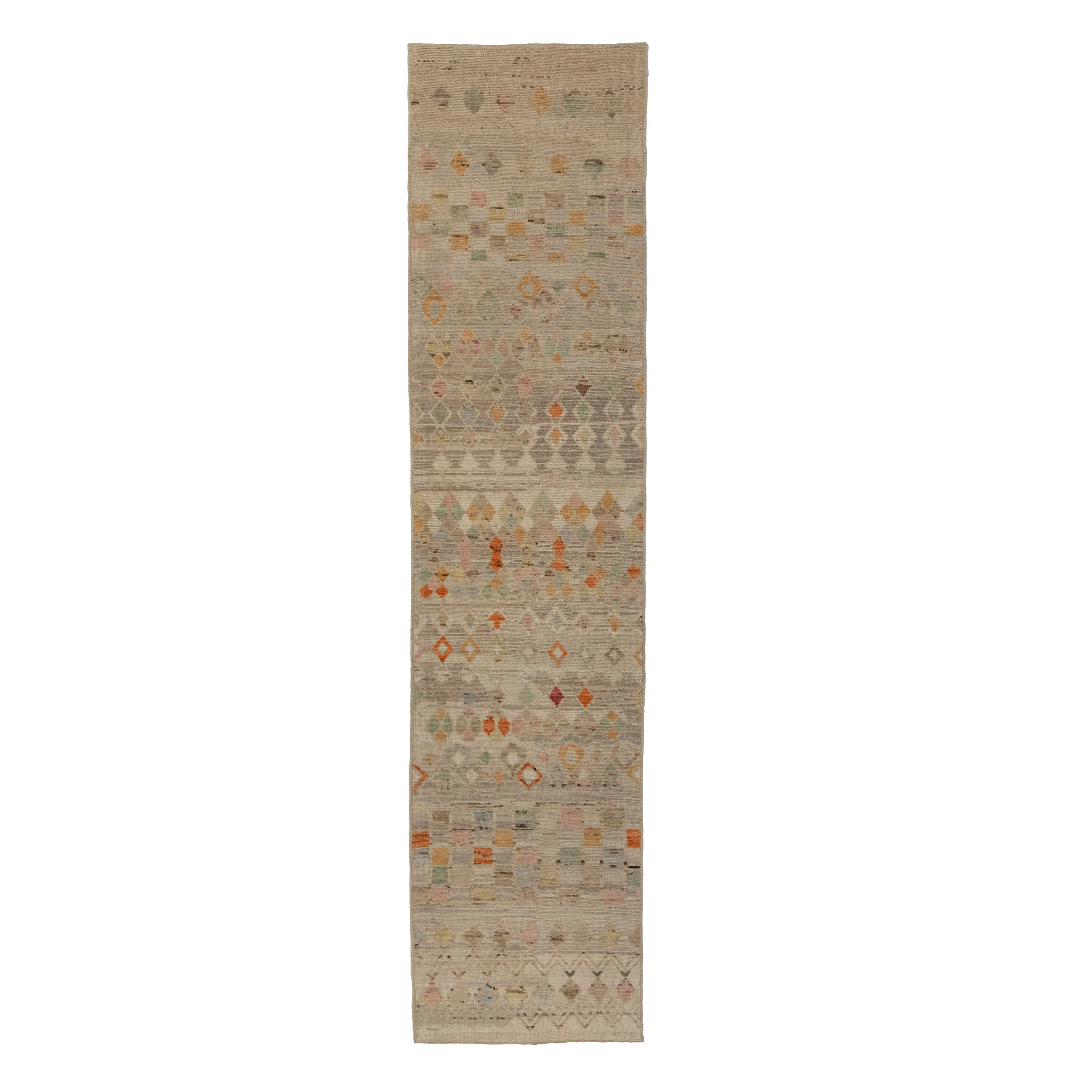 Zameen Patterned Modern Wool Rug - 3' x 12'10"