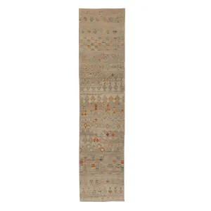 Zameen Patterned Modern Wool Rug - 3' x 12'10"