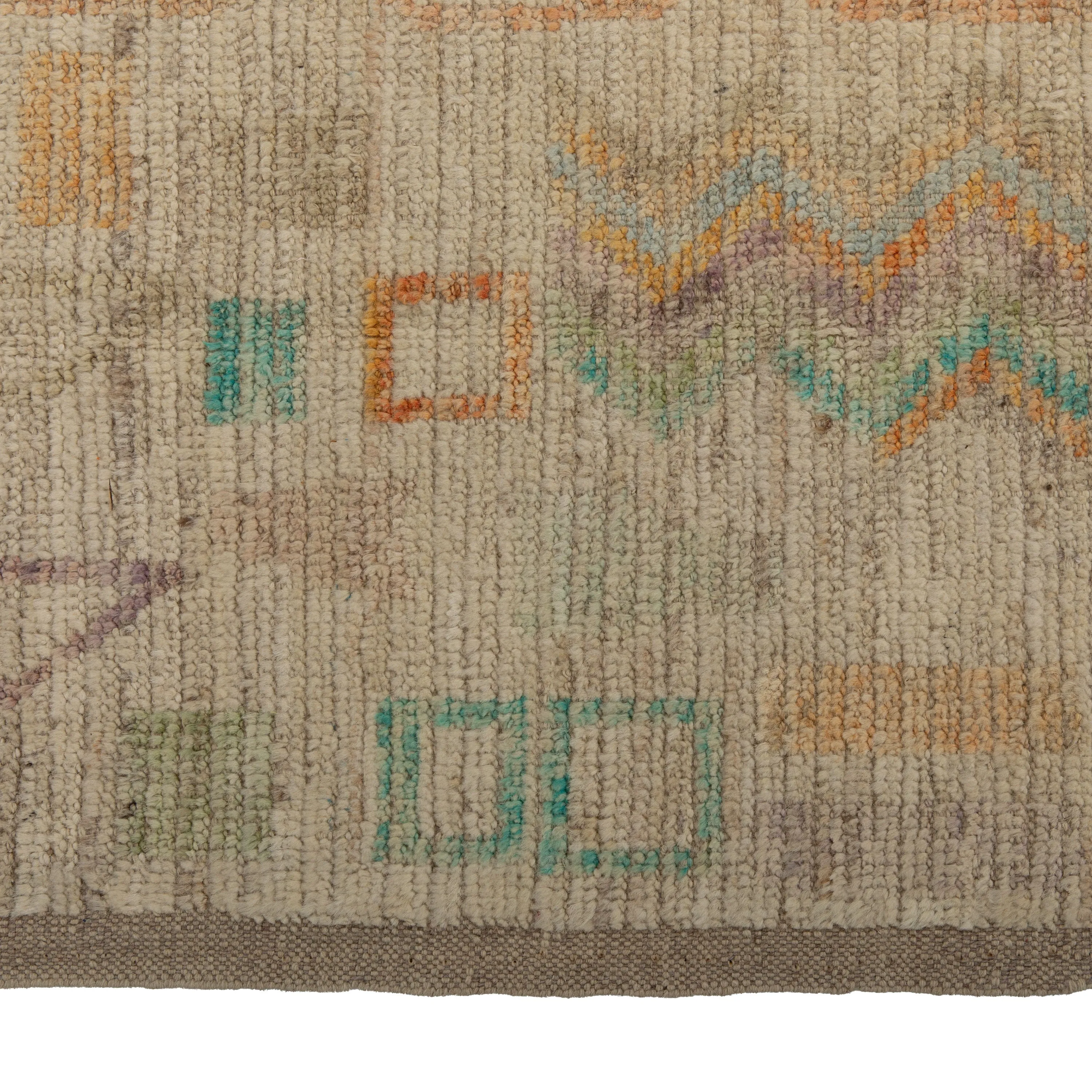 Zameen Patterned Modern Wool Rug - 4'1" x 13'