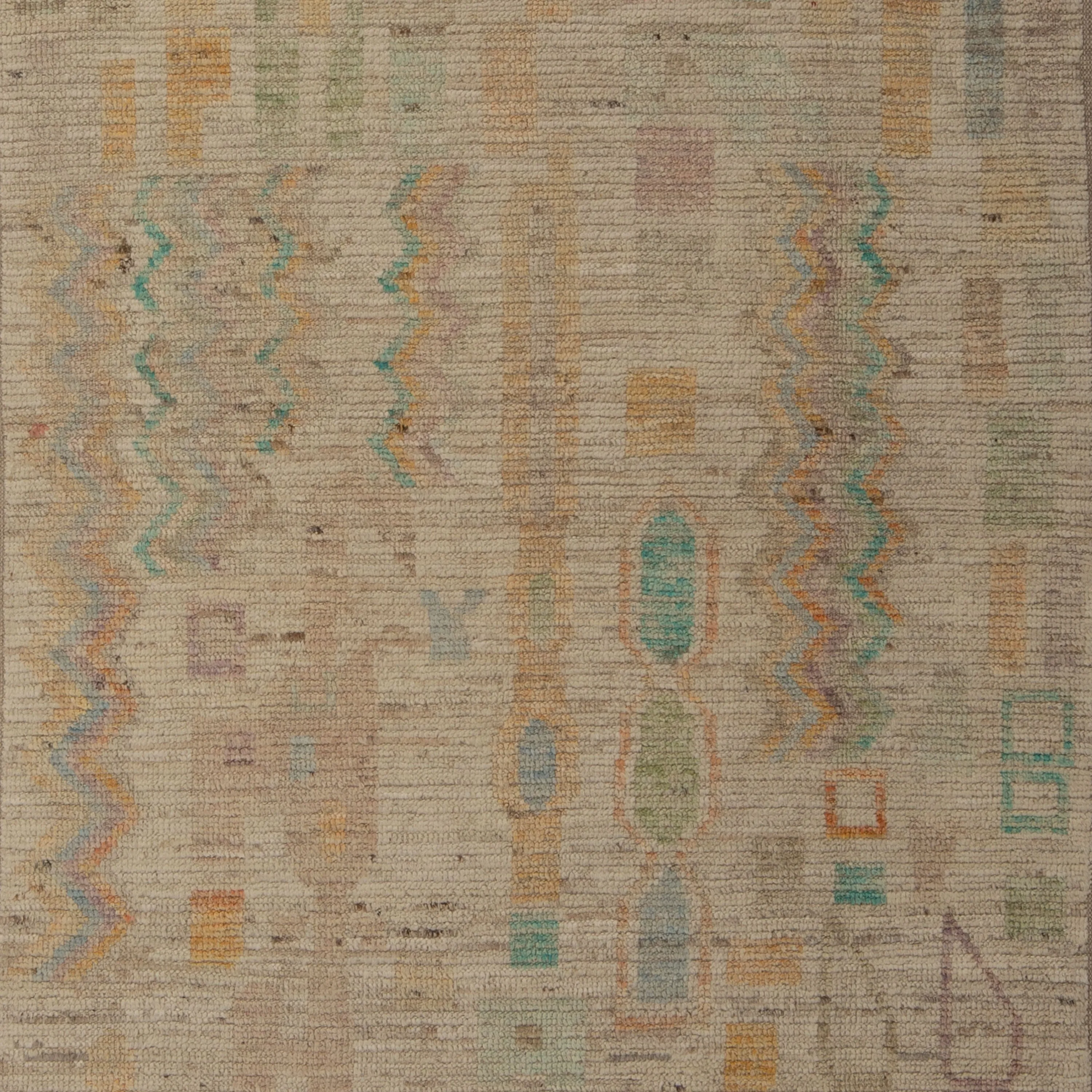 Zameen Patterned Modern Wool Rug - 4'1" x 13'