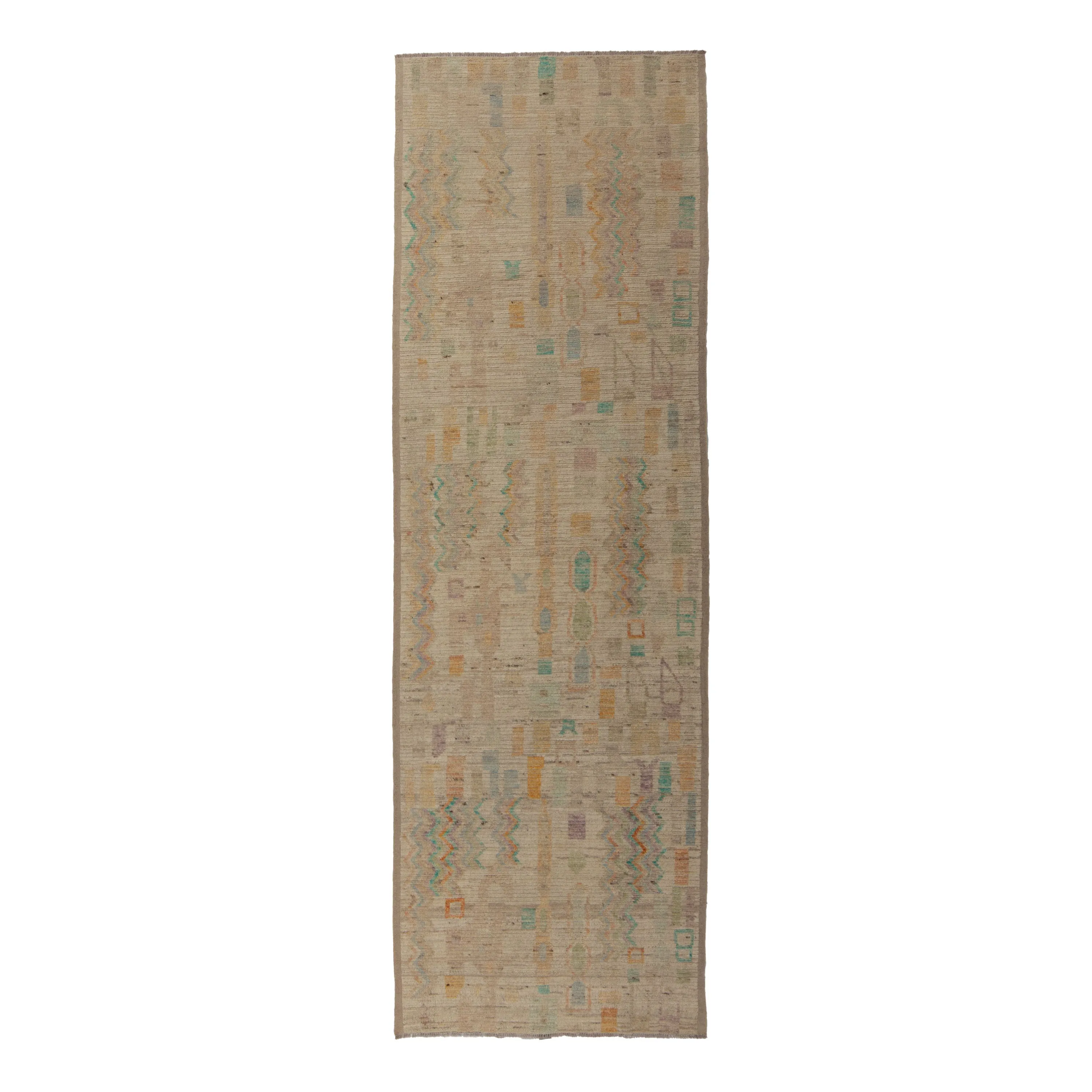 Zameen Patterned Modern Wool Rug - 4'1" x 13'
