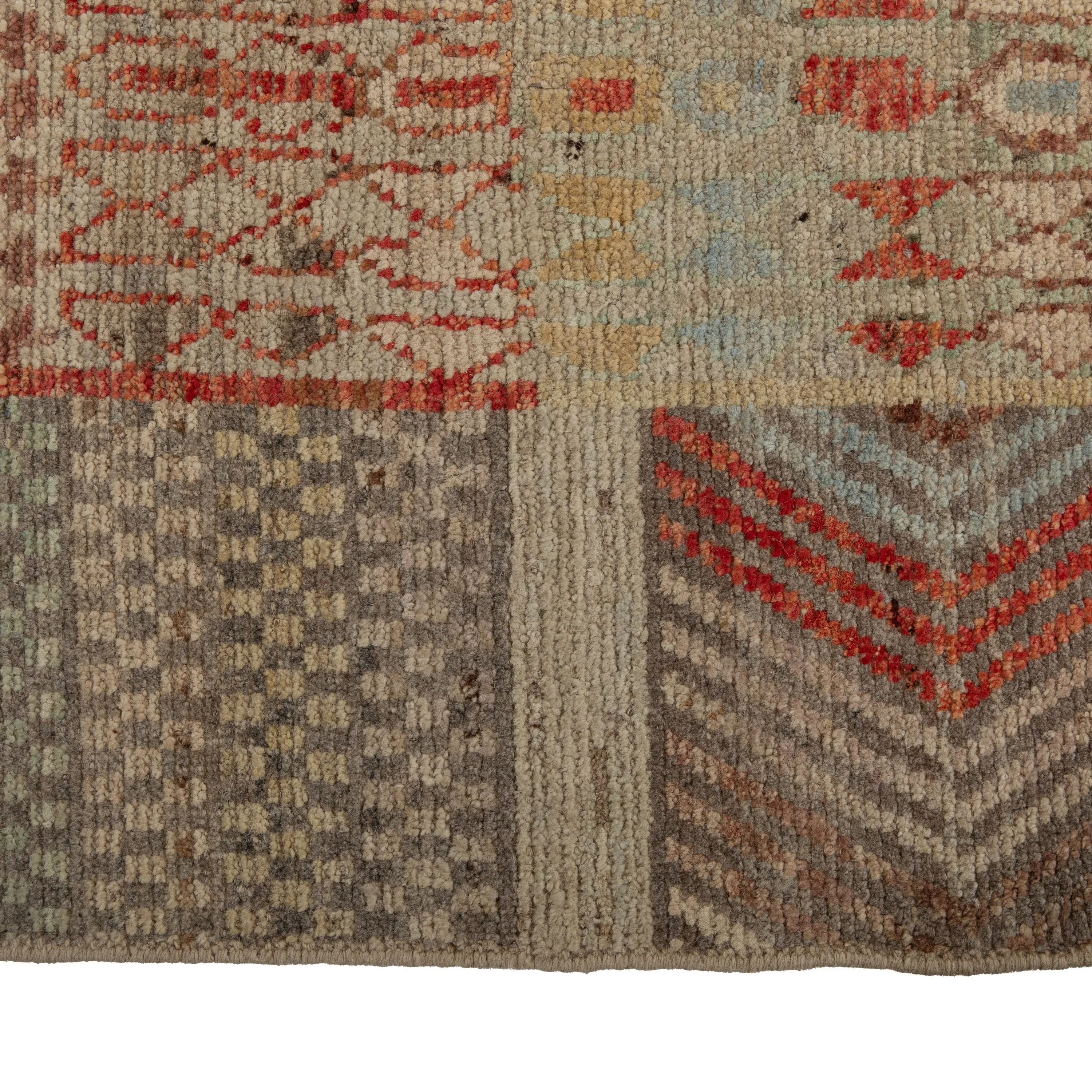Zameen Patterned Modern Wool Runner - 3'2" x 12'5"