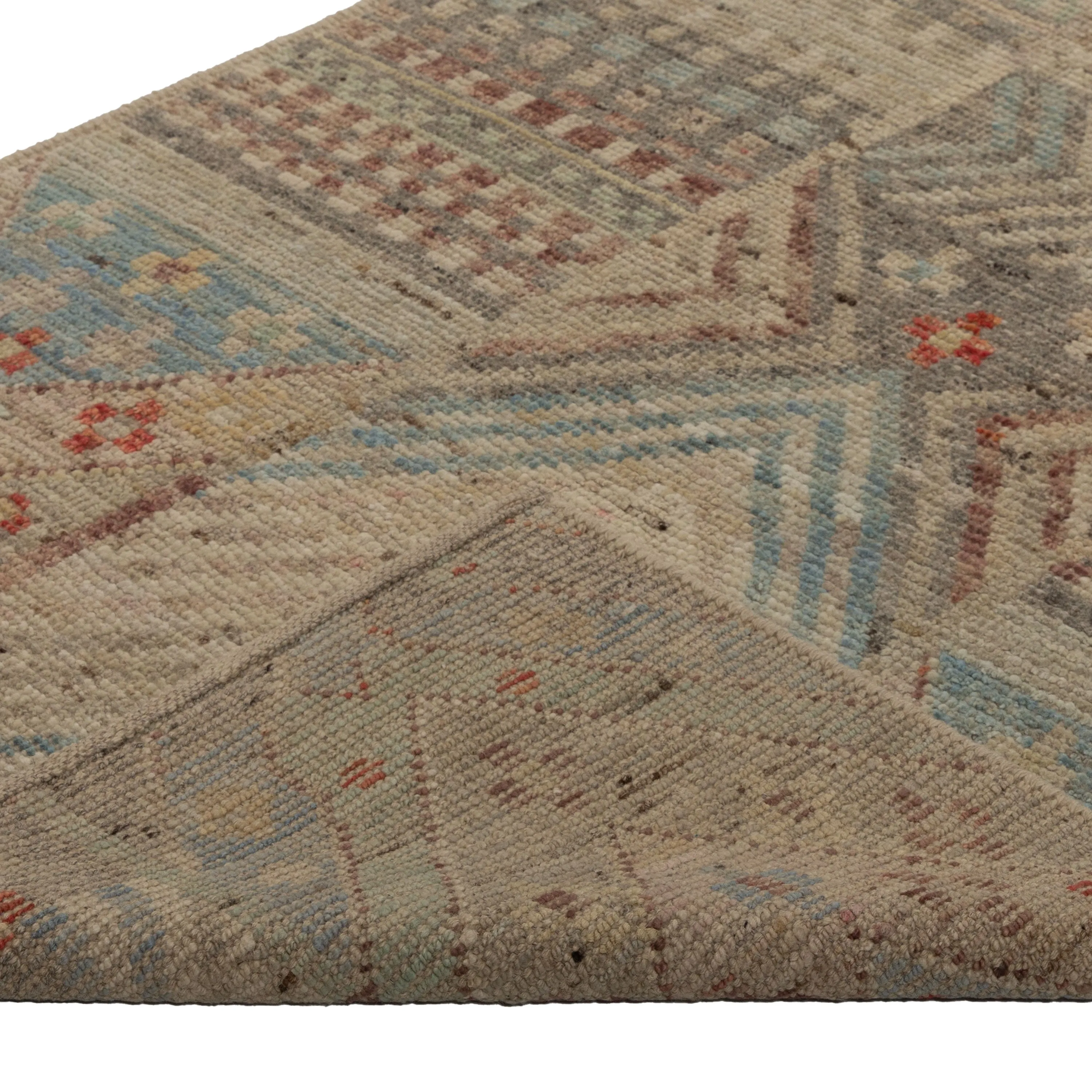 Zameen Patterned Modern Wool Runner - 3'2" x 12'5"